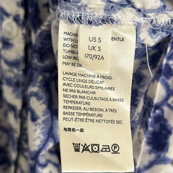 Pilcro by Anthropologie floral band collar blouse size small white/Blue - Picture 8 of 9